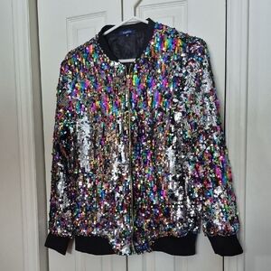 Multicolor Sequin Bomber Jacket